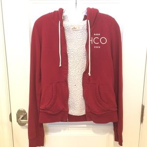 Hollister Red Warm Sherpa Hoodie